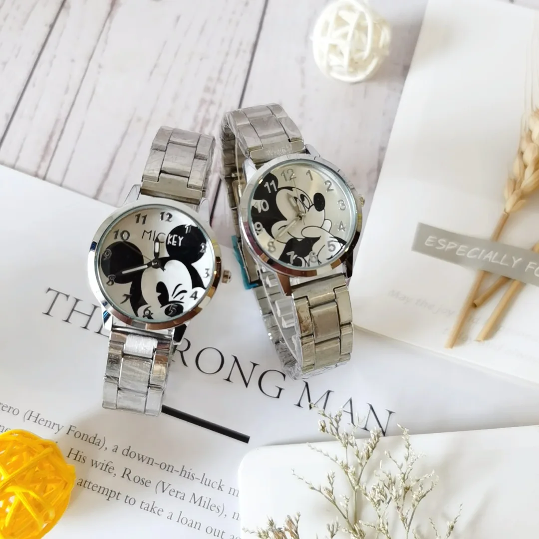DISNEY Mickey Mouse Minnie Kids Watches Student Cartoon Wristwatch Aolly Steel Quartz Watch Clock for 5-15 years old Gift