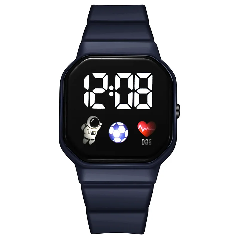 2Pcs/set Kids Watch Students Sports LED Digital Watches Spaceman Silicone Strap Electronic Wristwatch for Children Boys Girls