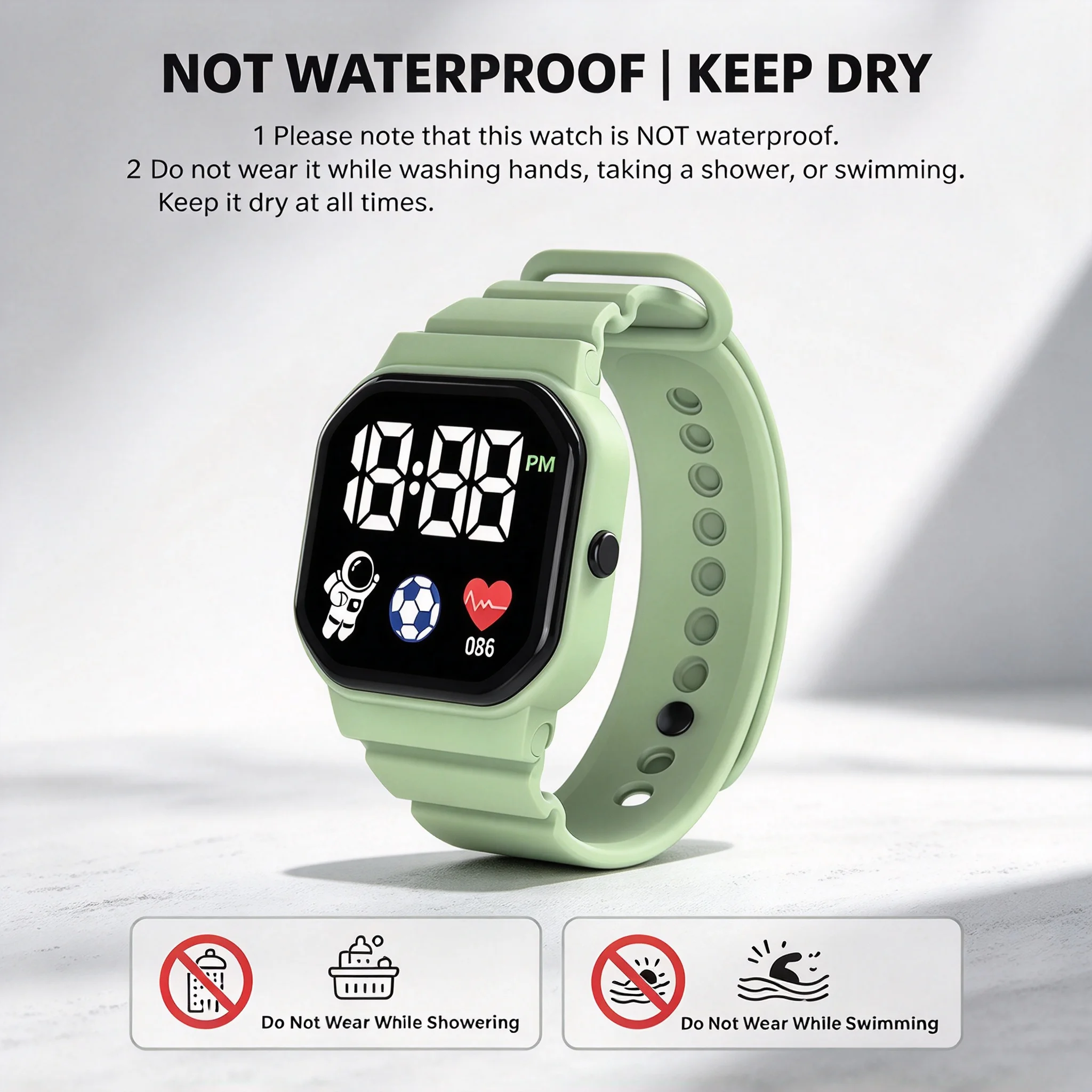 2Pcs/set Kids Watch Students Sports LED Digital Watches Spaceman Silicone Strap Electronic Wristwatch for Children Boys Girls