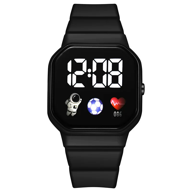 2Pcs/set Kids Watch Students Sports LED Digital Watches Spaceman Silicone Strap Electronic Wristwatch for Children Boys Girls