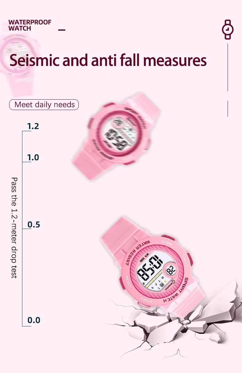 UTHAI CQ422 Fashionable Children's Watch Alarm Clock 30ATM Waterproof LED Night Light Electronic Watch Children's Birthday Gift