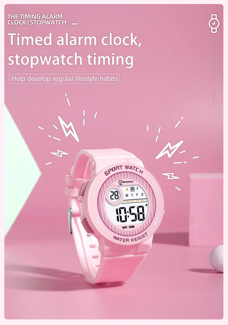 UTHAI CQ422 Fashionable Children's Watch Alarm Clock 30ATM Waterproof LED Night Light Electronic Watch Children's Birthday Gift