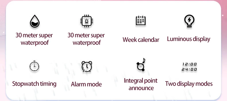 UTHAI CQ422 Fashionable Children's Watch Alarm Clock 30ATM Waterproof LED Night Light Electronic Watch Children's Birthday Gift
