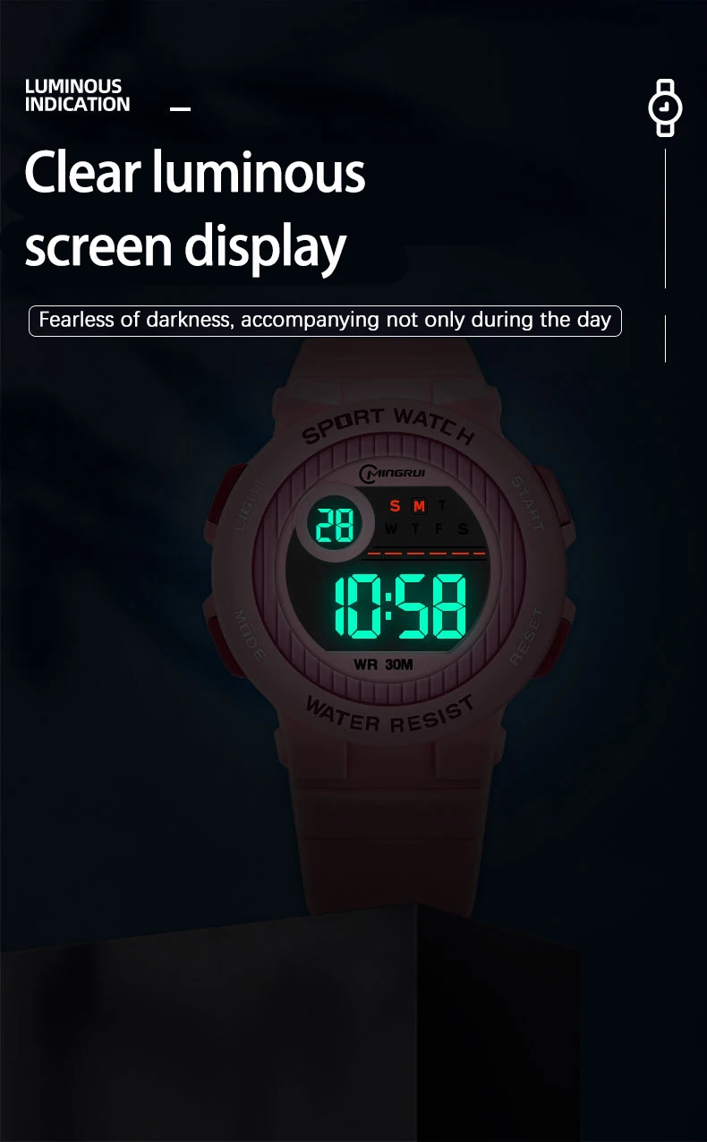 UTHAI CQ422 Fashionable Children's Watch Alarm Clock 30ATM Waterproof LED Night Light Electronic Watch Children's Birthday Gift