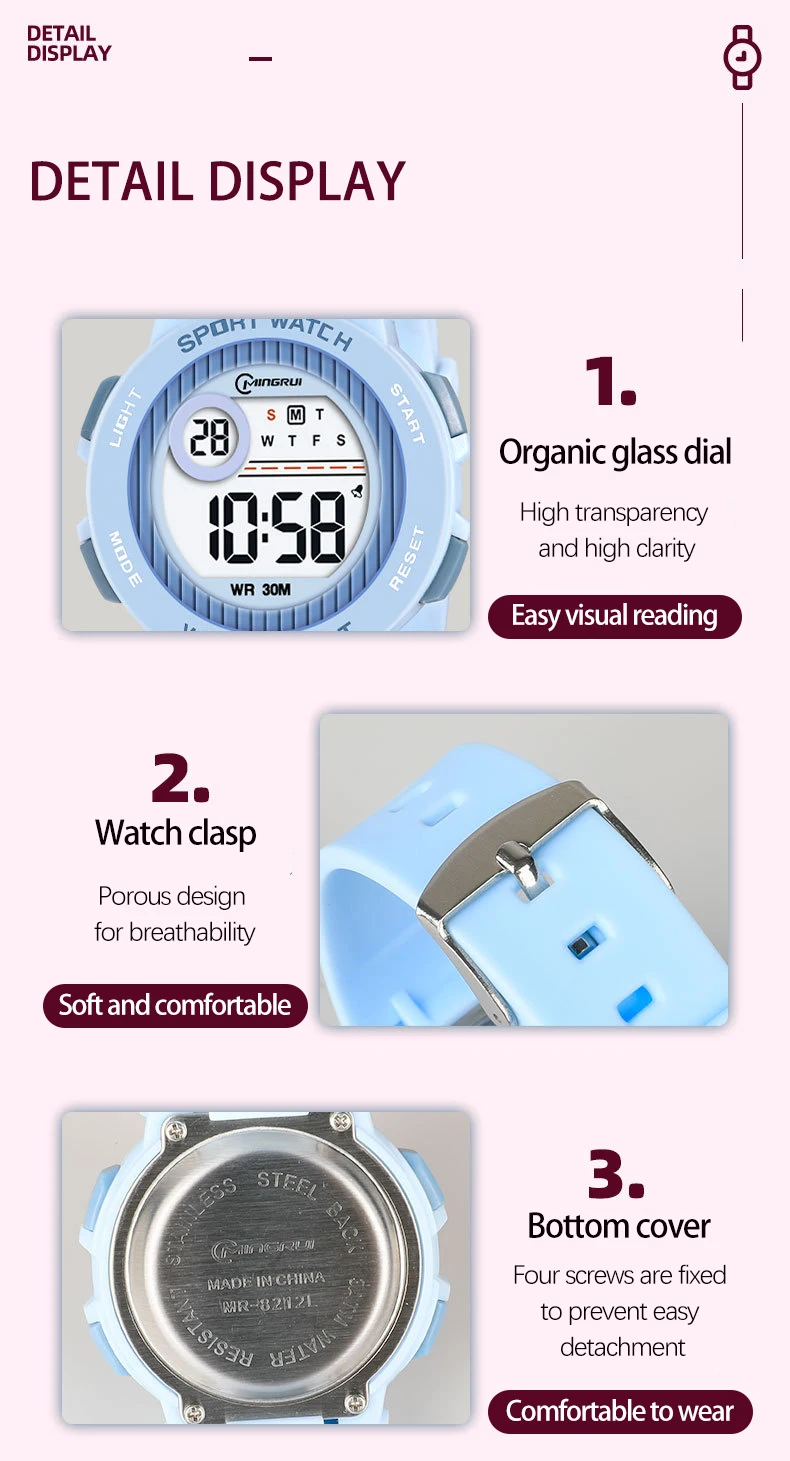 UTHAI CQ422 Fashionable Children's Watch Alarm Clock 30ATM Waterproof LED Night Light Electronic Watch Children's Birthday Gift