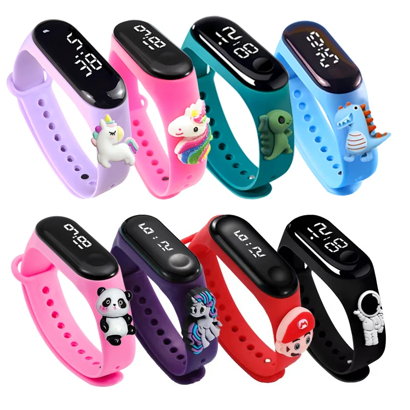 Waterproof Sports Watch for Kids Cartoon Dinosaur Unicorn Toys Children Led Digital Electronic Watch for Boys Girls Bracelet