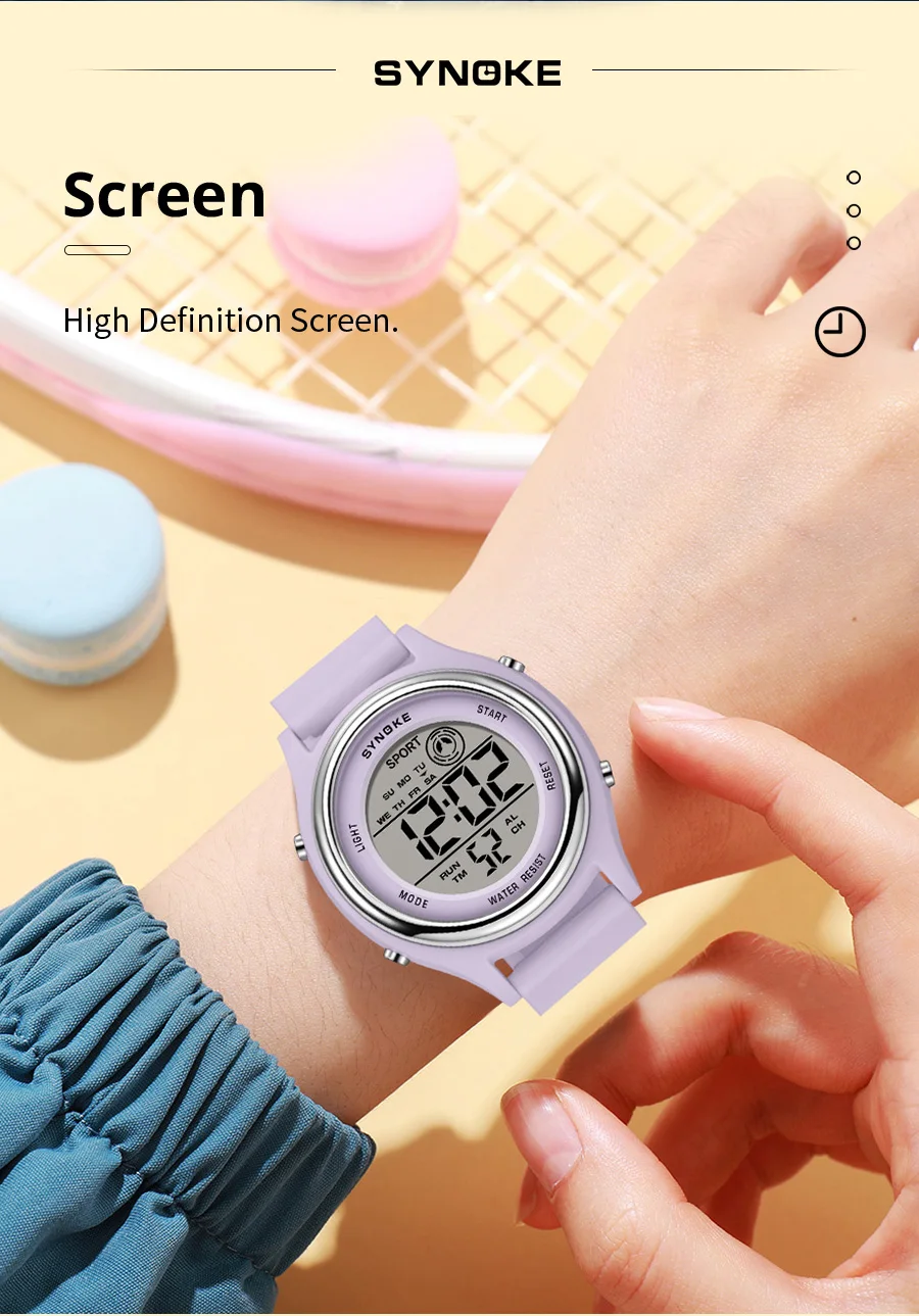 SYNOKE Colorful Children Seven Lights Watches Sport Students Digital Watch For Kids Waterproof Electronic Watch Shock Resist