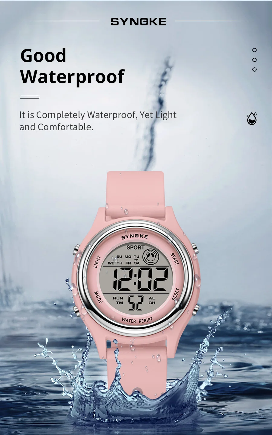 SYNOKE Colorful Children Seven Lights Watches Sport Students Digital Watch For Kids Waterproof Electronic Watch Shock Resist