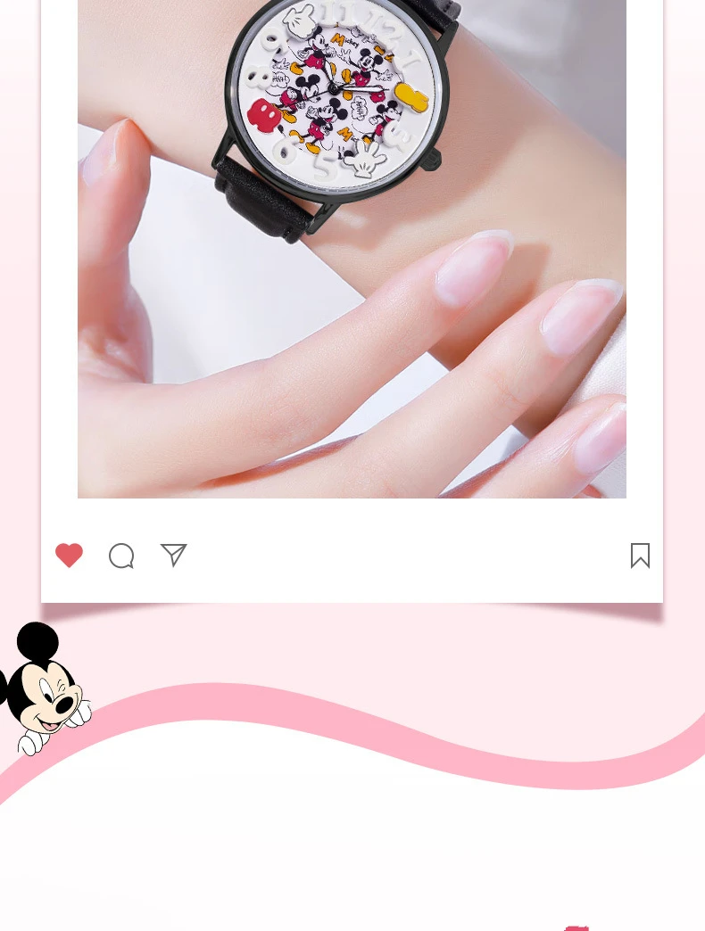 Disney Boys Fashion Cartoon Watch Cute Kids Mickey Mouse Watches Children Boys Girls Pu Leather Quartz WristWatch Clock Gift