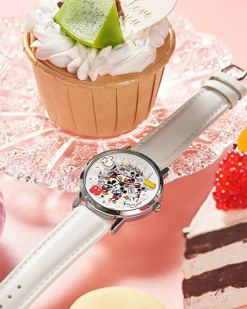Disney Boys Fashion Cartoon Watch Cute Kids Mickey Mouse Watches Children Boys Girls Pu Leather Quartz WristWatch Clock Gift
