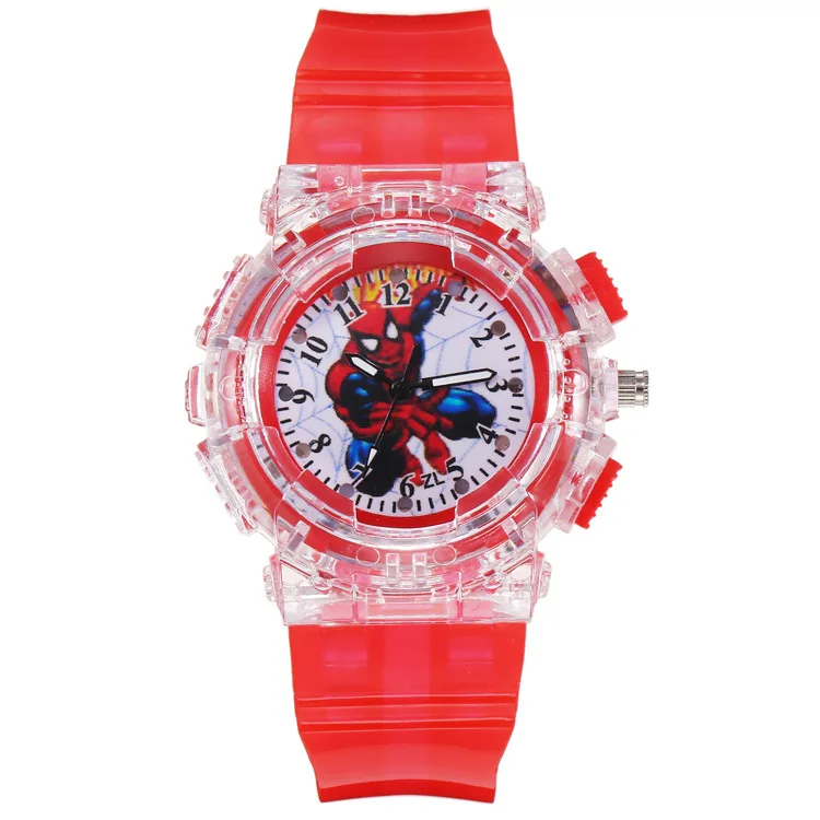Disney Spider-Man Children Watches Boys Colorful Light Source Silicone Princess Elsa Kids Watch Student Gift Wrist Clock