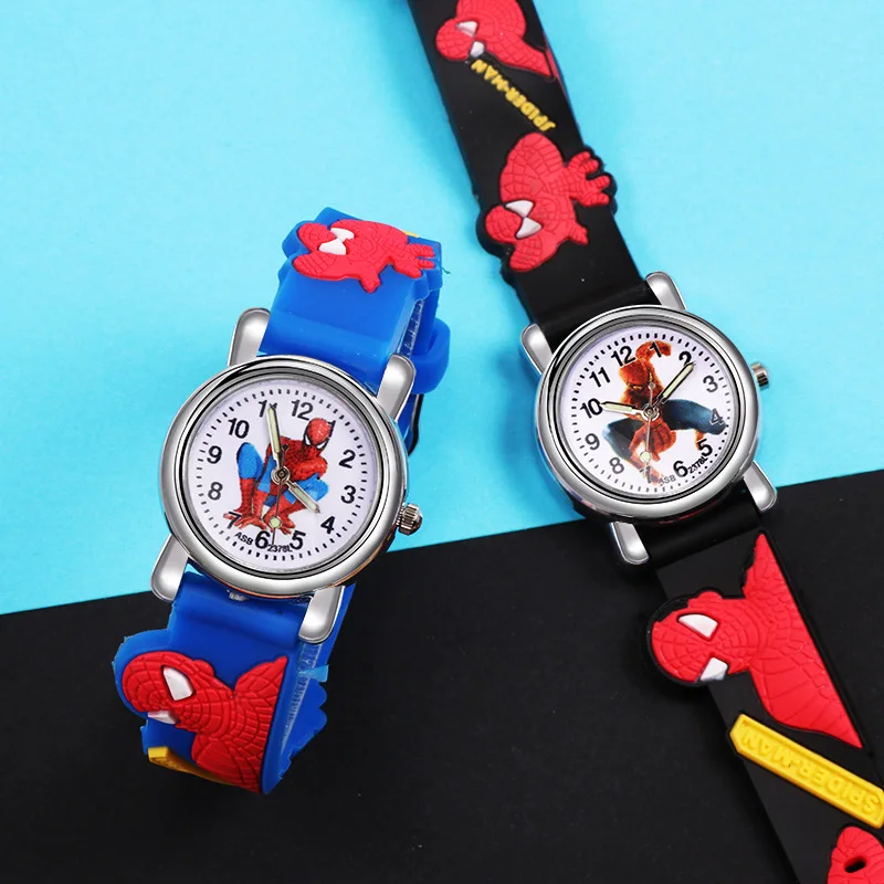 Disney SpiderMan Watch Cute Cartoon Watch Kids Watches Boys Christmas Gift  Leather Quartz Watch