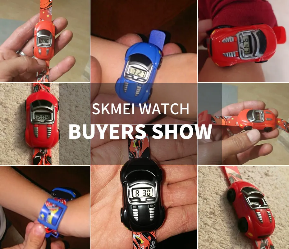 SKMEI Colorful Creative Cartoon Fun Car Mode Children Watches Date Time Clock Wristwatch For Boys Girls Birthday New Year Gift
