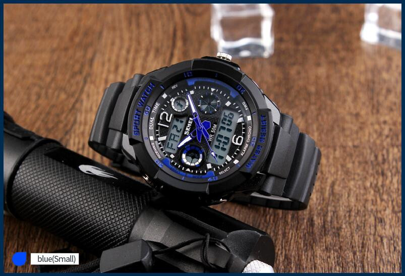 SKMEI Brand 50m Waterproof Children's Watches LED Multifunction Dual Time Quartz Digital Kids Wrist Watches Children Dress Watch