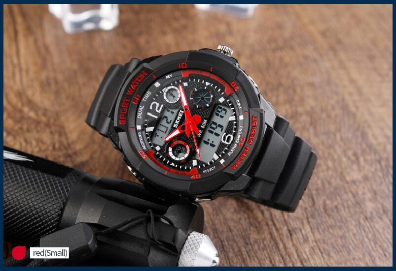 SKMEI Brand 50m Waterproof Children's Watches LED Multifunction Dual Time Quartz Digital Kids Wrist Watches Children Dress Watch