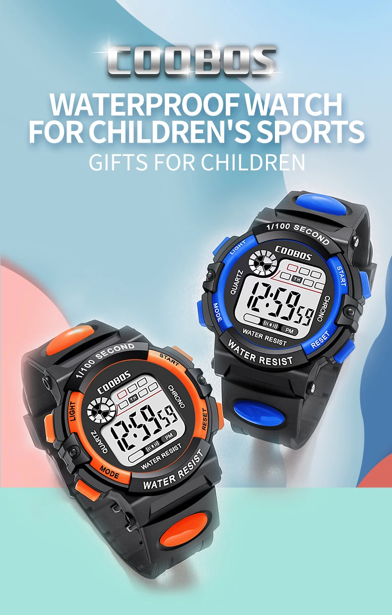 Electronic Watch For Boys Girls Children Luminous Dial Military Sport Watches for Kids Waterproof Multi-function Digital Watch