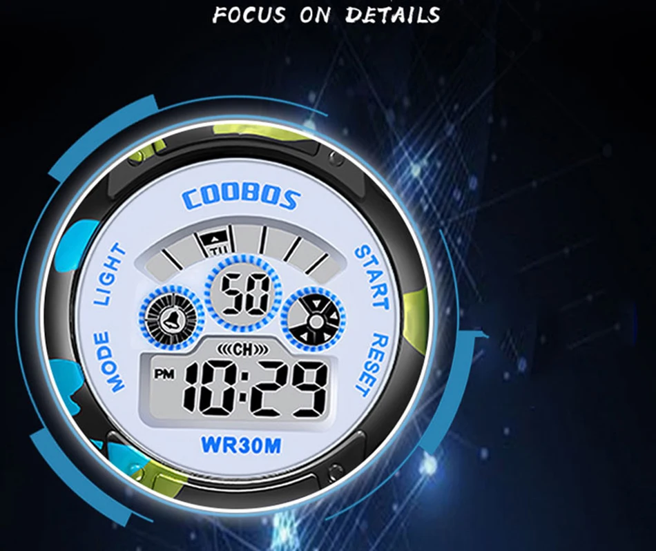 Electronic Watch For Boys Girls Children Luminous Dial Military Sport Watches for Kids Waterproof Multi-function Digital Watch