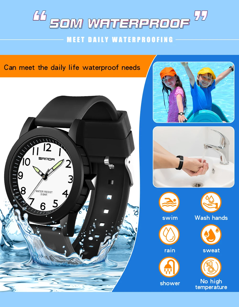 SANDA Women Watches Fashion Silicone Analog Quartz Wrist Watch Baseball Sports Waterproof Boy Girl Casual Clock Children Gifts