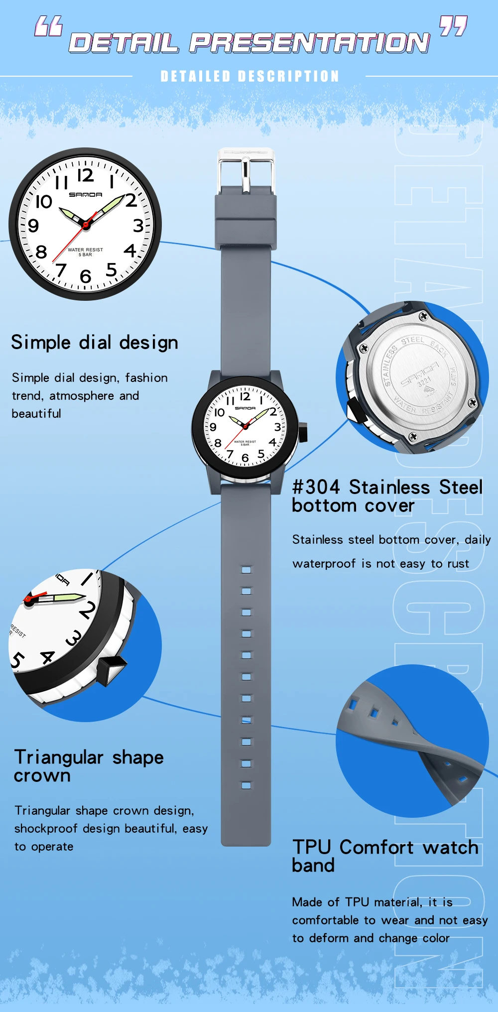 SANDA Women Watches Fashion Silicone Analog Quartz Wrist Watch Baseball Sports Waterproof Boy Girl Casual Clock Children Gifts