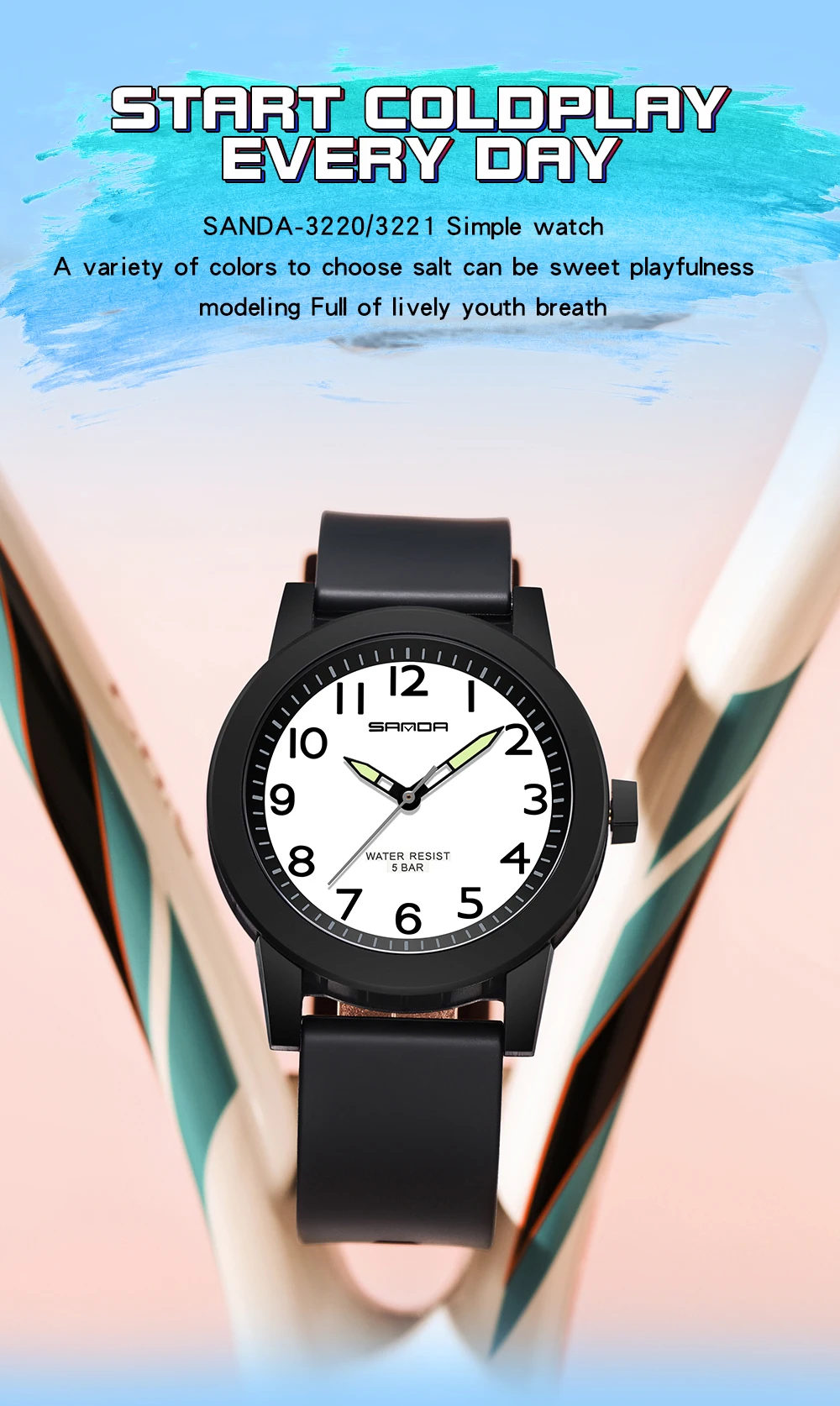 SANDA Women Watches Fashion Silicone Analog Quartz Wrist Watch Baseball Sports Waterproof Boy Girl Casual Clock Children Gifts