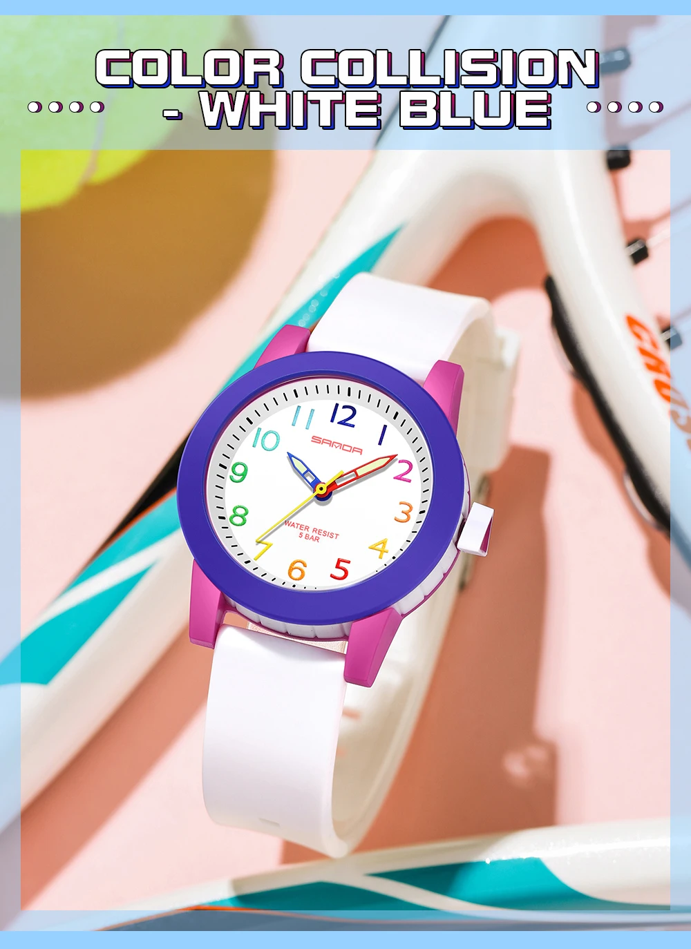 SANDA Women Watches Fashion Silicone Analog Quartz Wrist Watch Baseball Sports Waterproof Boy Girl Casual Clock Children Gifts