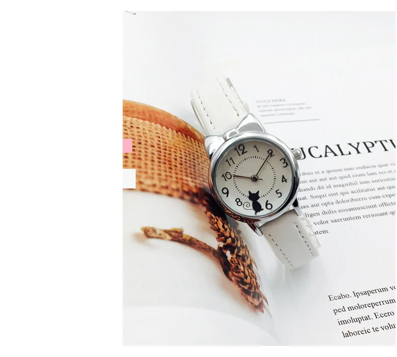 UTHAI H110 Kids's Watches Girl Cute Cat Cartoon Watch Children's Student Simple Waterproof Female Fashion Quartz Wristwatch Gift