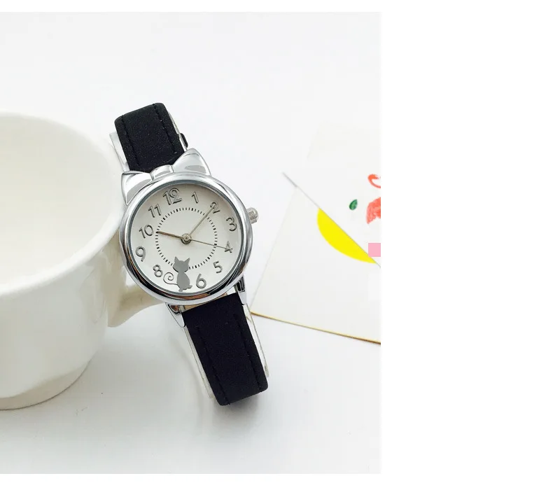 UTHAI H110 Kids's Watches Girl Cute Cat Cartoon Watch Children's Student Simple Waterproof Female Fashion Quartz Wristwatch Gift