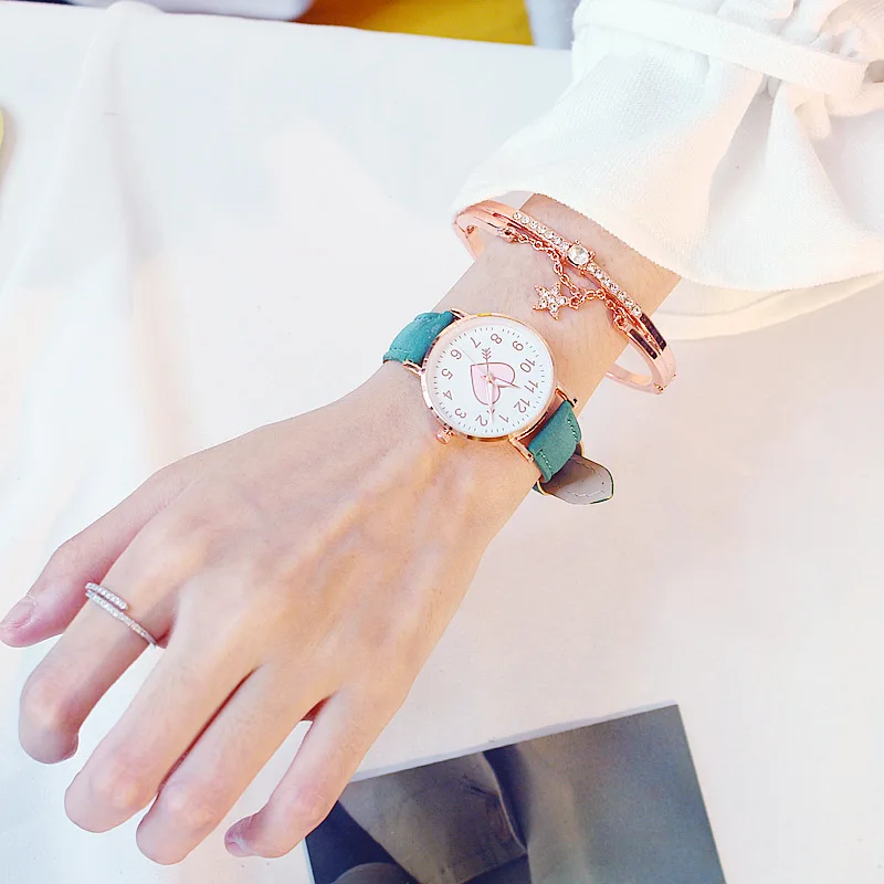 New Cute Heart-shaped Dial Children's Female Watch Female Student Fashion Watch Simple Girl Girlfriend orologio donna