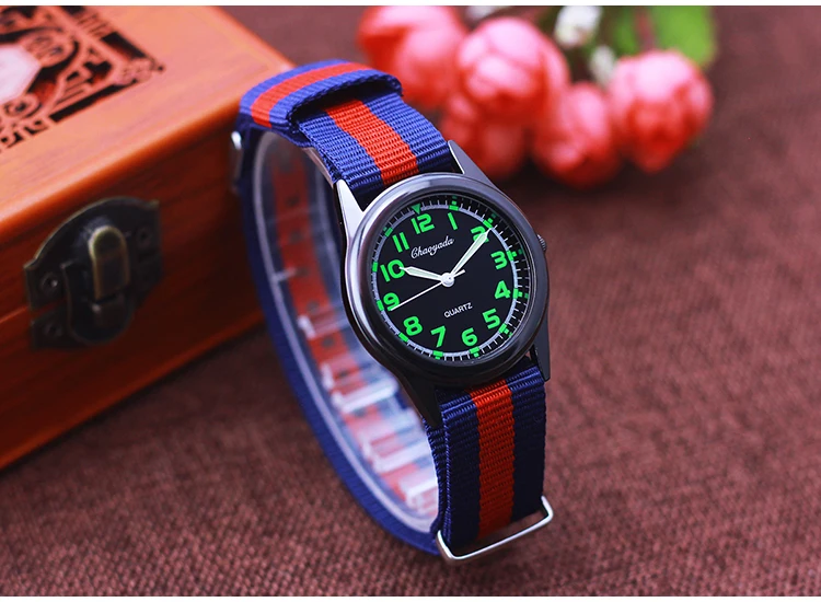Chaoyada Woman Man Color Stripe Canvas Strap Wrist Watches Children Child Boys Girls Students Fluorescent Digital Test Watches