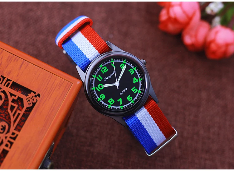 Chaoyada Woman Man Color Stripe Canvas Strap Wrist Watches Children Child Boys Girls Students Fluorescent Digital Test Watches