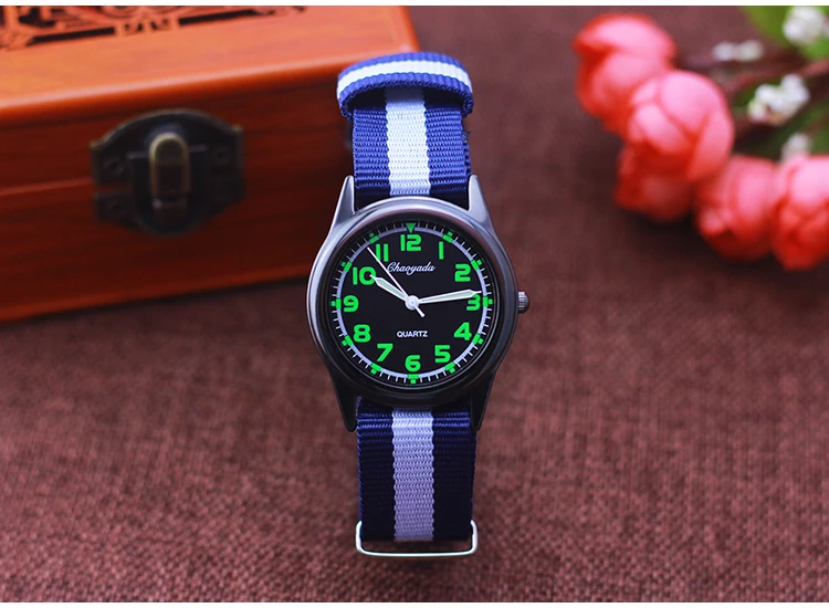 Chaoyada Woman Man Color Stripe Canvas Strap Wrist Watches Children Child Boys Girls Students Fluorescent Digital Test Watches