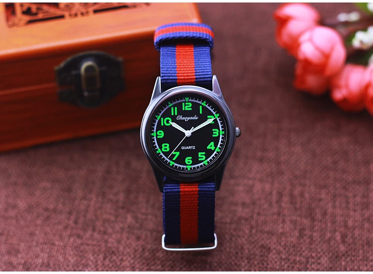 Chaoyada Woman Man Color Stripe Canvas Strap Wrist Watches Children Child Boys Girls Students Fluorescent Digital Test Watches