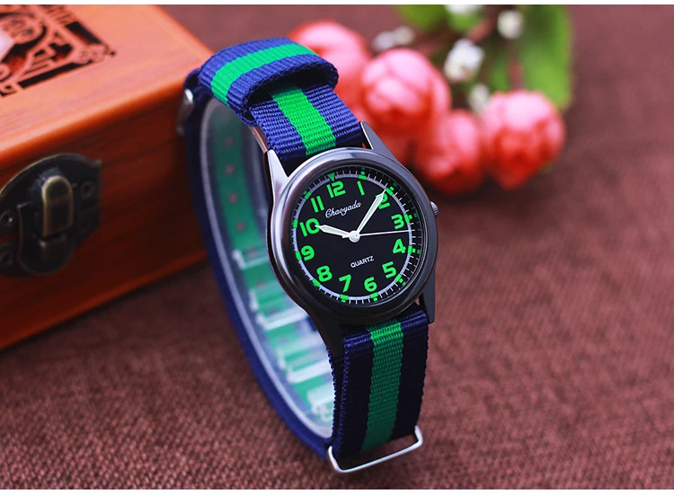 Chaoyada Woman Man Color Stripe Canvas Strap Wrist Watches Children Child Boys Girls Students Fluorescent Digital Test Watches