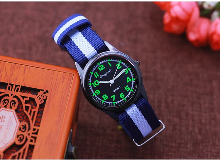 Chaoyada Woman Man Color Stripe Canvas Strap Wrist Watches Children Child Boys Girls Students Fluorescent Digital Test Watches