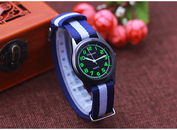 Chaoyada Woman Man Color Stripe Canvas Strap Wrist Watches Children Child Boys Girls Students Fluorescent Digital Test Watches