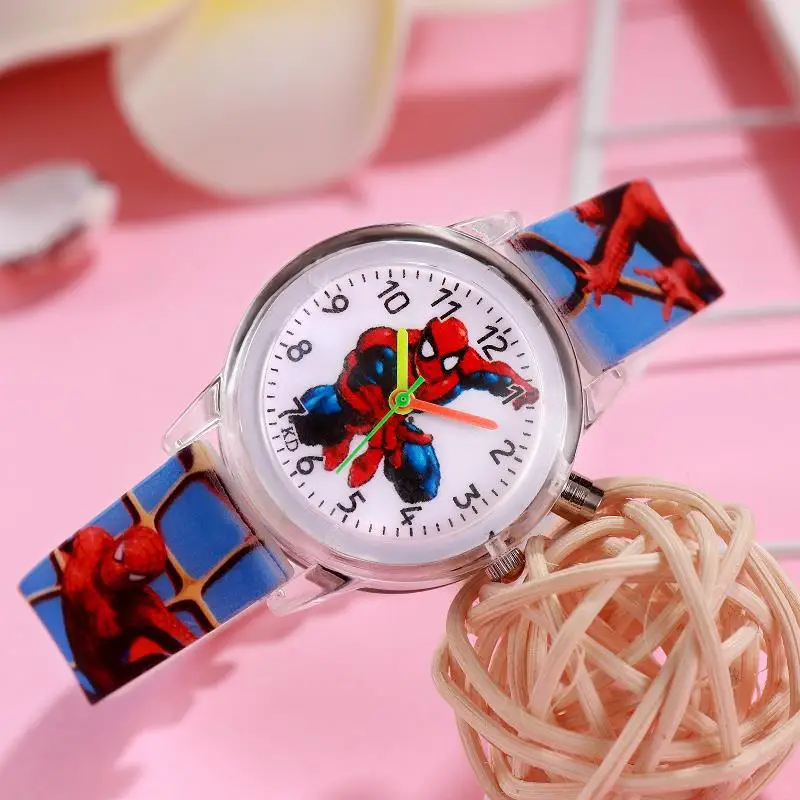 Disney Frozen Princess Elsa Children Cartoon Watches Spiderman Colorful Led Light Boys Watch Girls KidsGift Clock Wristwatch