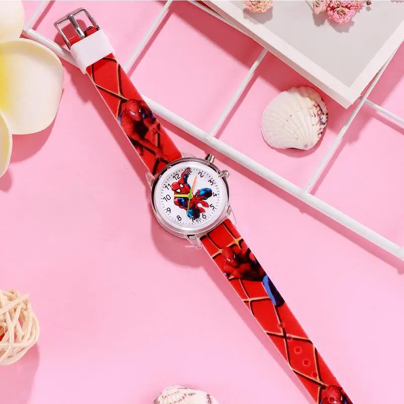 Disney Frozen Princess Elsa Children Cartoon Watches Spiderman Colorful Led Light Boys Watch Girls KidsGift Clock Wristwatch