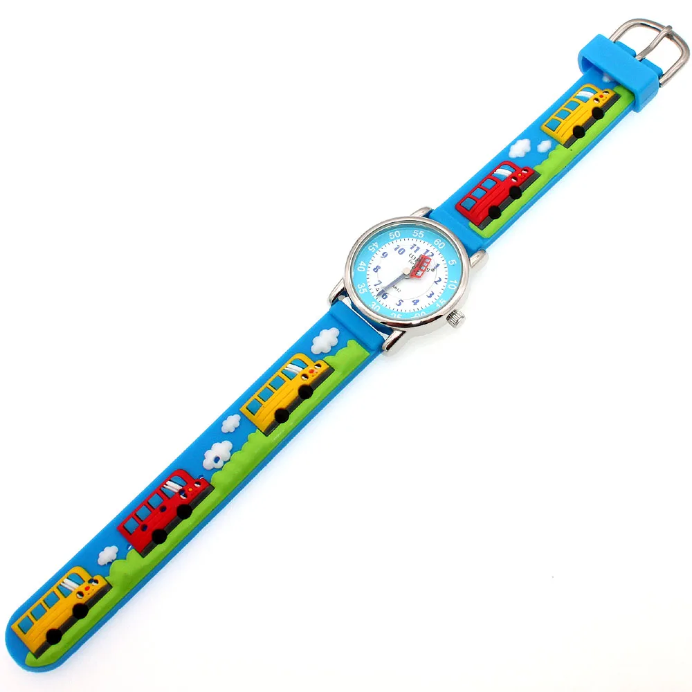 Cartoon Bus Dinosaur 3d Silicone Kids Watch Student Boys Girl Quartz Watch Wholesale Children Sports Watch Kids Gift Clock A27