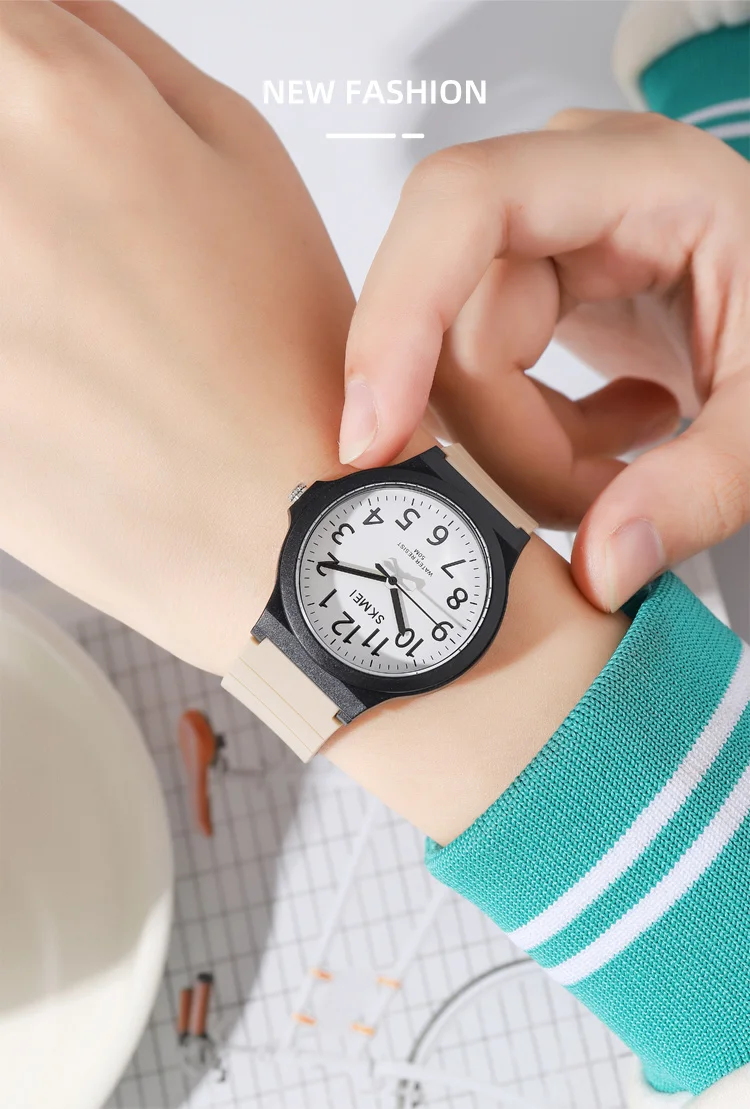 SKMEI 2557 Fashion Quartz Wristwatch 5Bar Waterproof Student Wrist Watch Women Men Fashion Casual Outfit Clock For Raining Day