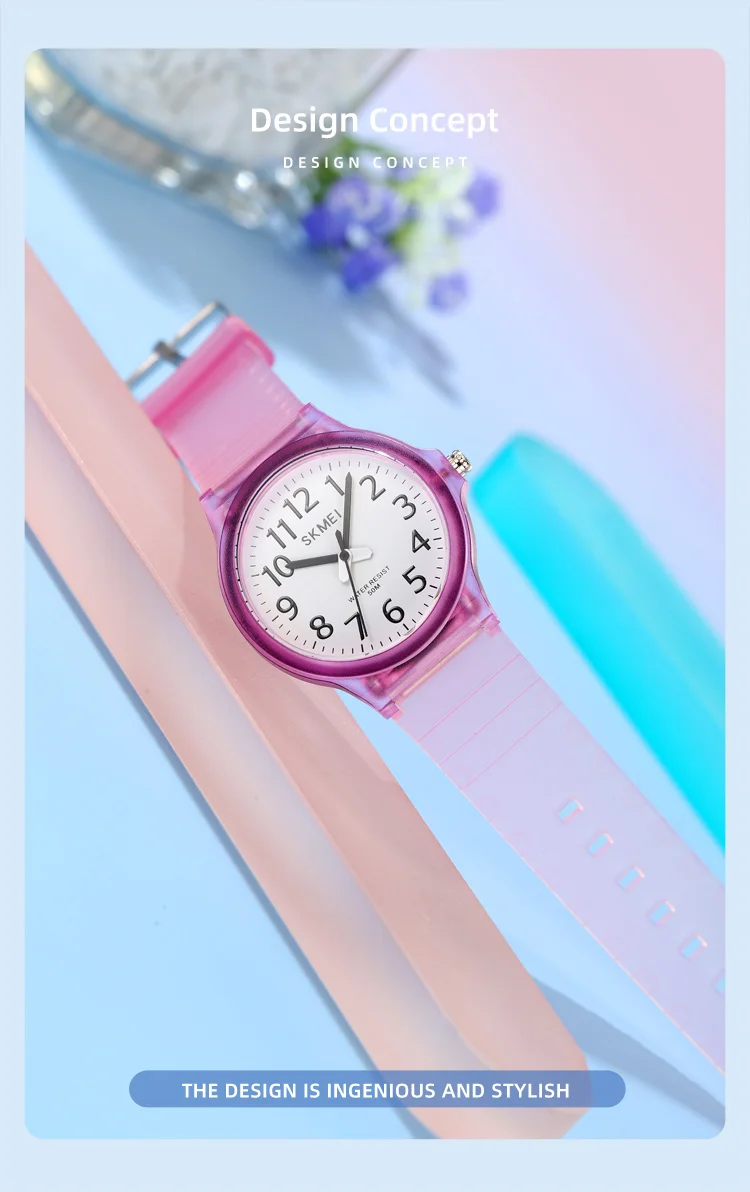 SKMEI 2557 Fashion Quartz Wristwatch 5Bar Waterproof Student Wrist Watch Women Men Fashion Casual Outfit Clock For Raining Day