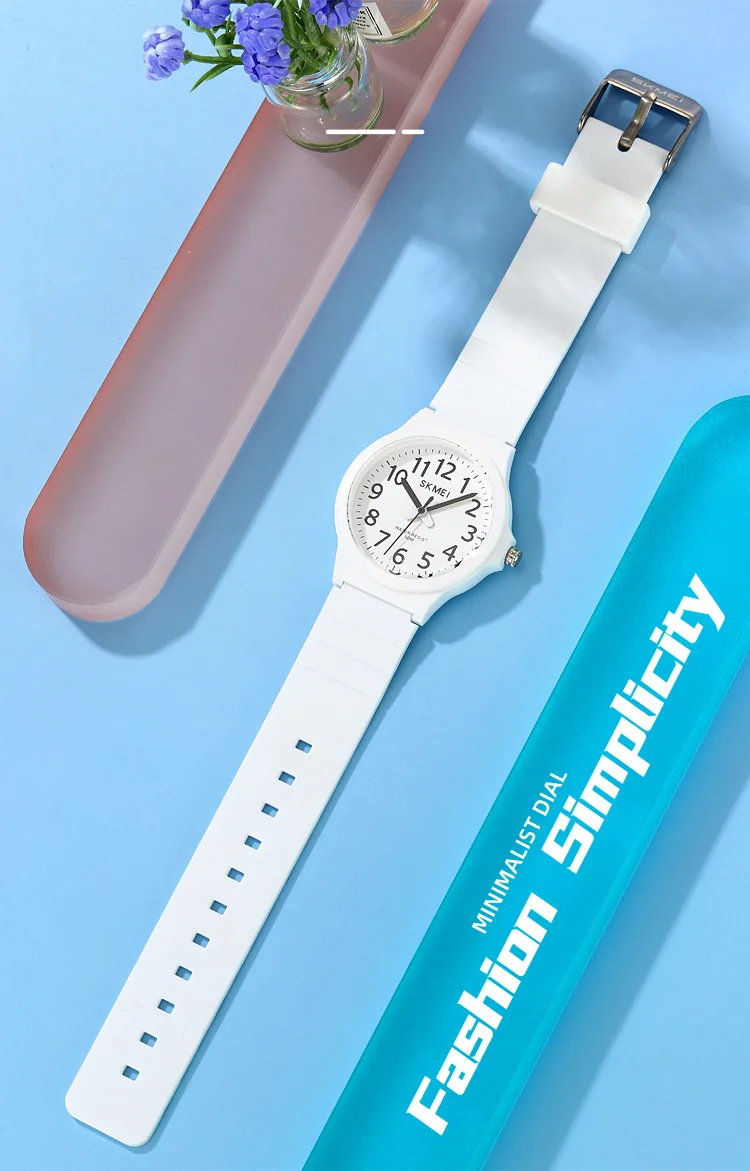 SKMEI 2557 Fashion Quartz Wristwatch 5Bar Waterproof Student Wrist Watch Women Men Fashion Casual Outfit Clock For Raining Day