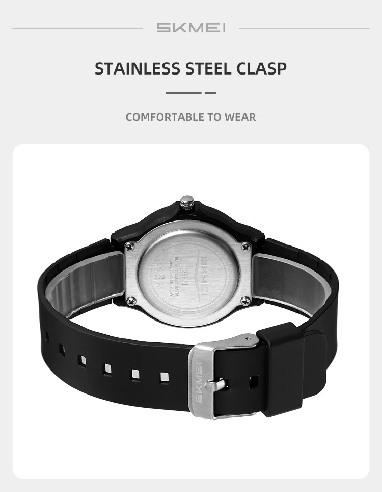 SKMEI 2557 Fashion Quartz Wristwatch 5Bar Waterproof Student Wrist Watch Women Men Fashion Casual Outfit Clock For Raining Day
