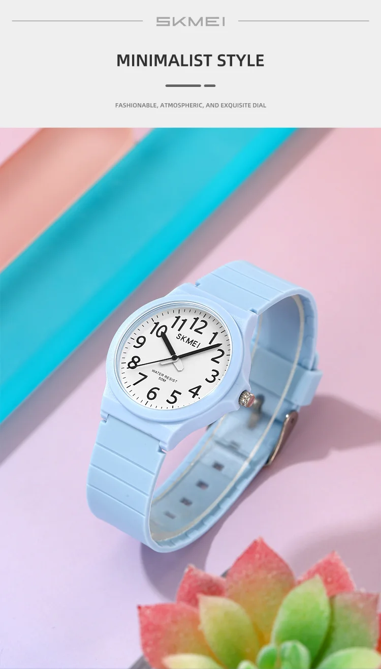 SKMEI 2557 Fashion Quartz Wristwatch 5Bar Waterproof Student Wrist Watch Women Men Fashion Casual Outfit Clock For Raining Day