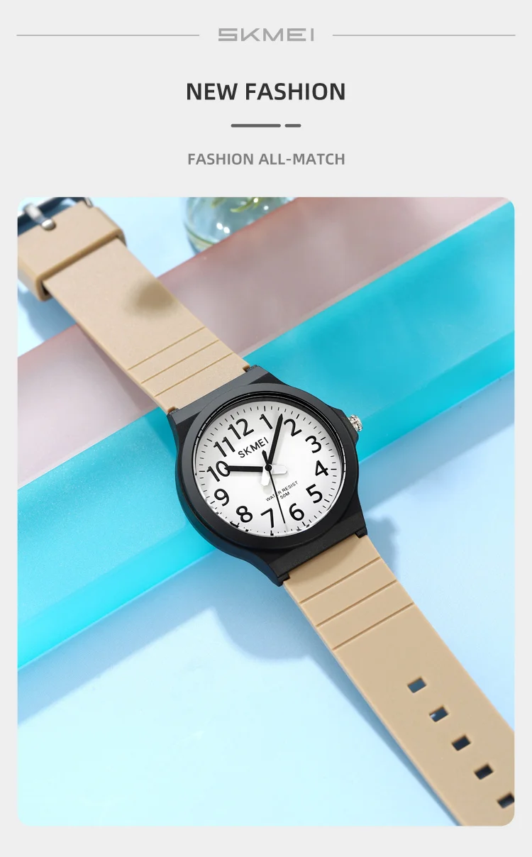 SKMEI 2557 Fashion Quartz Wristwatch 5Bar Waterproof Student Wrist Watch Women Men Fashion Casual Outfit Clock For Raining Day
