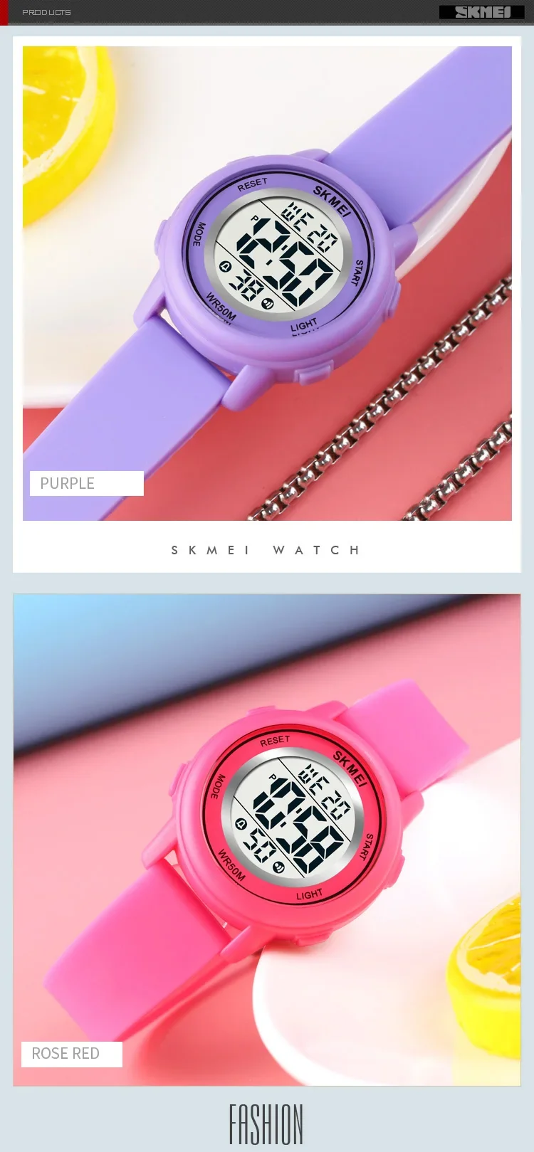 SKMEI 1721 Waterproof Alarm Child Watches montre enfant Boys Girls Sport Kids Watch Colorful Led Children Digital Wristwatches