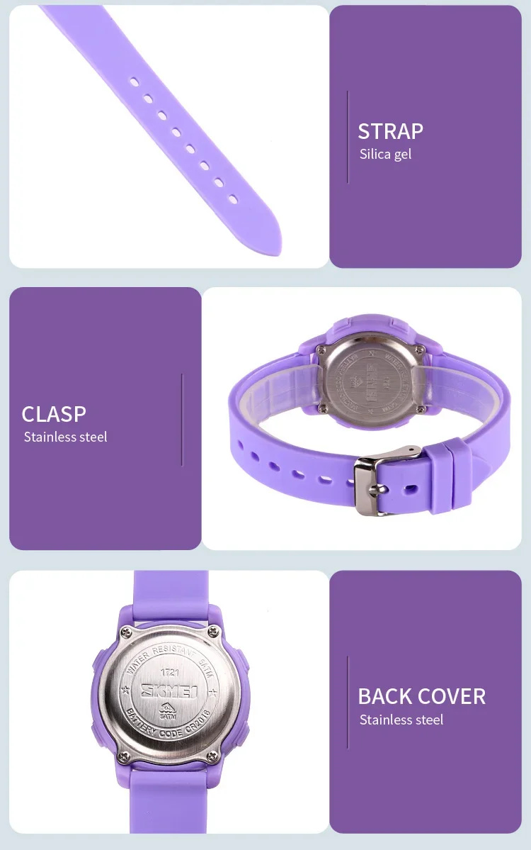 SKMEI 1721 Waterproof Alarm Child Watches montre enfant Boys Girls Sport Kids Watch Colorful Led Children Digital Wristwatches