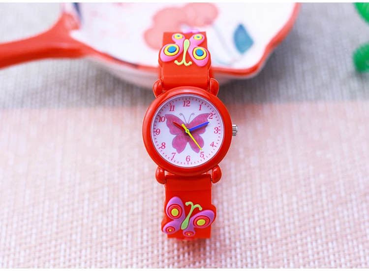 2026 Children Fashion Beauty Pink Watches Girls Students Little Kids Butterfly Silicone Strap Water Resistant Watches 5 Colors