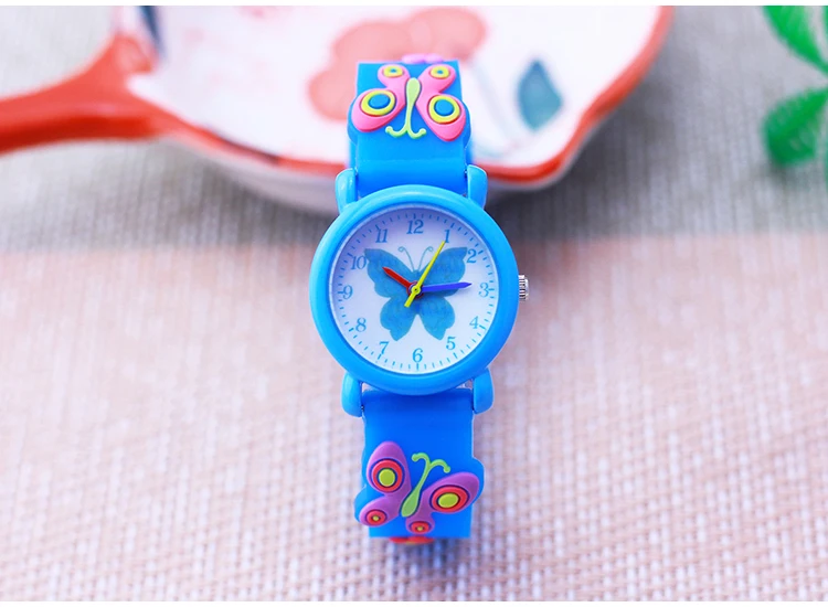 2026 Children Fashion Beauty Pink Watches Girls Students Little Kids Butterfly Silicone Strap Water Resistant Watches 5 Colors