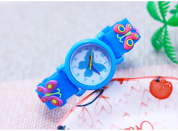 2026 Children Fashion Beauty Pink Watches Girls Students Little Kids Butterfly Silicone Strap Water Resistant Watches 5 Colors