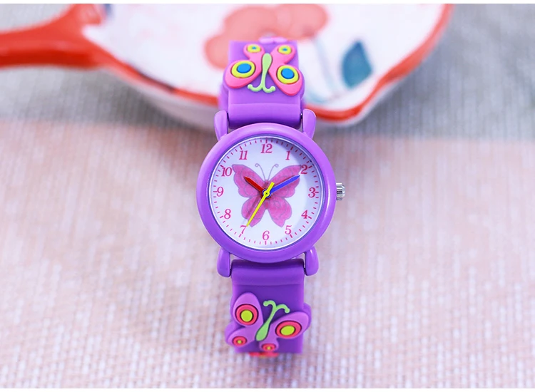 2026 Children Fashion Beauty Pink Watches Girls Students Little Kids Butterfly Silicone Strap Water Resistant Watches 5 Colors